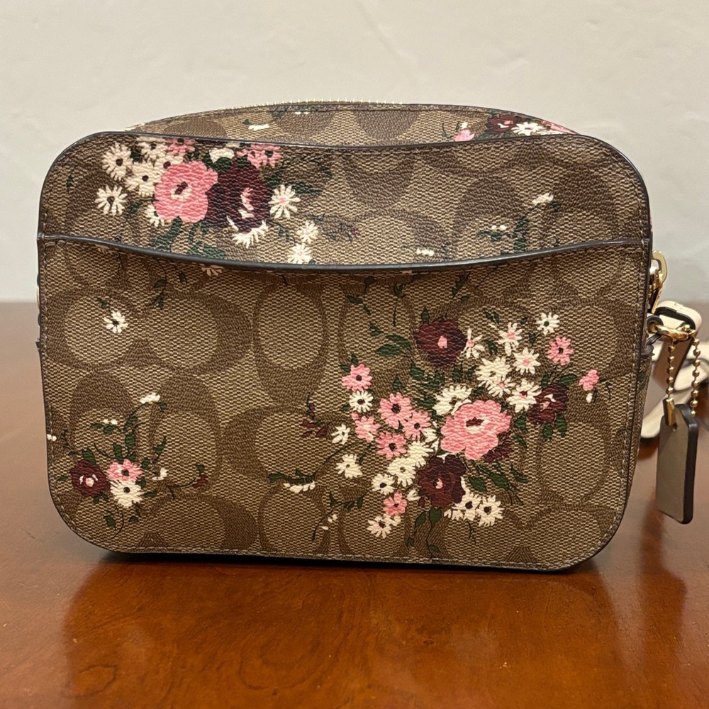 Coach Signature Evergreen Khaki Multi‎ Floral Camera/Crossbody Bag - Picture 7 of 16